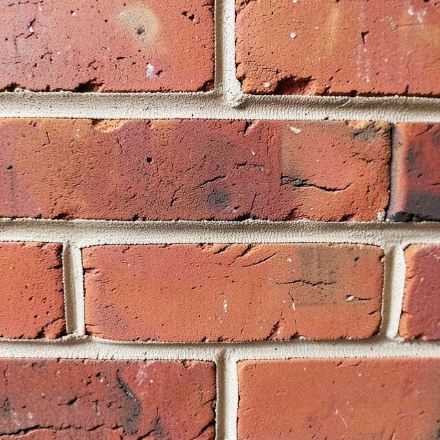 Brick masonry wall with precise mortar joints