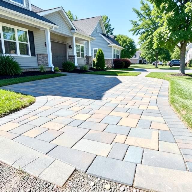 Paver driveway with clean aligned edges